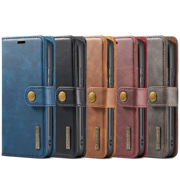 For Samsung Galaxy S22 5G DG.MING Crazy Horse Texture Detachable Magnetic Leather Phone Case(Brown)