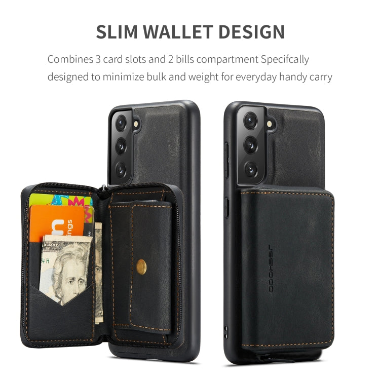 JEEHOOD Magnetic Zipper Horizontal Flip Phone Leather Case, For Samsung Galaxy S22 5G, For Samsung Galaxy S22+ 5G