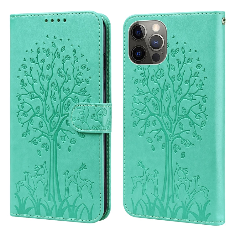 Tree & Deer Pattern Pressed Printing Horizontal Flip Leather Phone Case, For iPhone 13 Pro, For iPhone 13, For iPhone X / XS, For iPhone XR