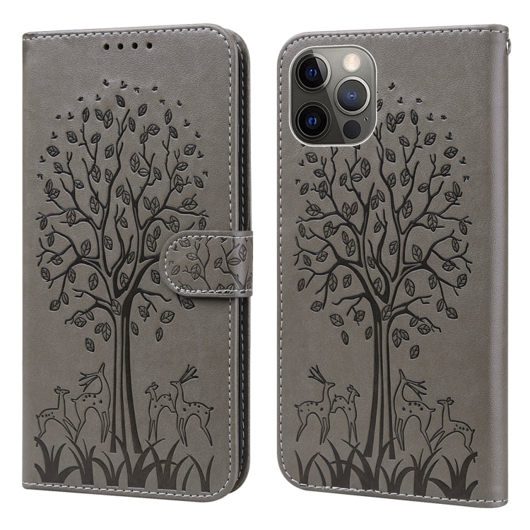 Tree & Deer Pattern Pressed Printing Horizontal Flip Leather Phone Case, For iPhone 13 Pro, For iPhone 13, For iPhone X / XS, For iPhone XR