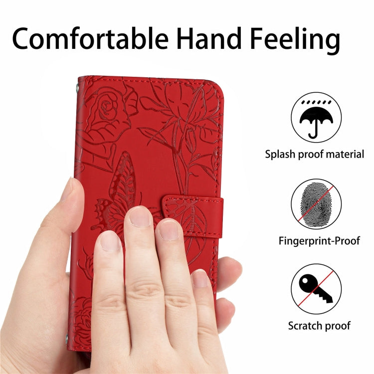 Skin Feel Butterfly Peony Embossed Leather Phone Case, For iPhone 12 Pro Max, For iPhone 13, For iPhone 13 mini, For iPhone 13 Pro