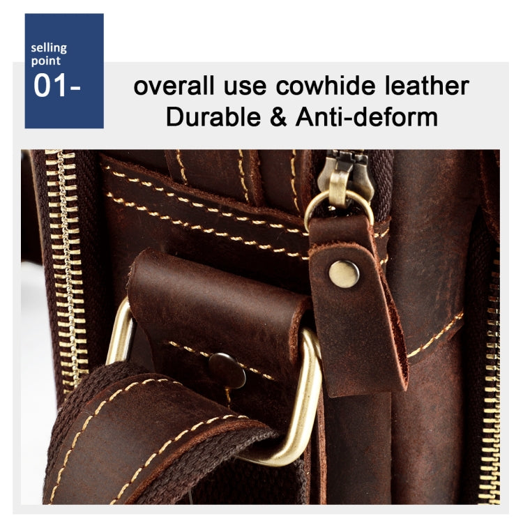 6050 Crazy Horse Texture Cowhide Crossbody Bag for Men