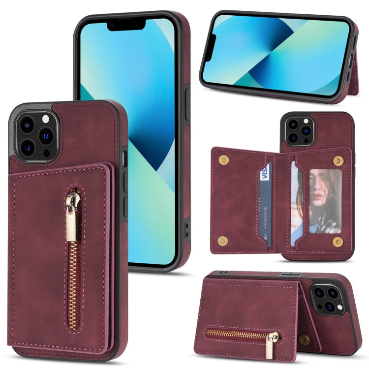 Zipper Card Holder Phone Case, For iPhone 13 mini, For iPhone 13, For iPhone 13 Pro, For iPhone 13 Pro Max
