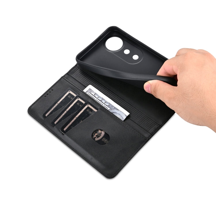 For vivo S19 Pro AZNS Magnetic Calf Texture Leather Phone Case(Black)