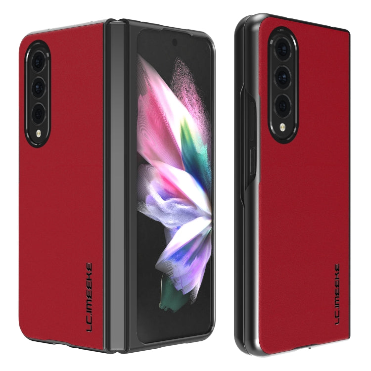 LC.IMEEKE Shock-resistant Plain Leather All-inclusive Protective Case, For Samsung Galaxy Z Fold4 5G