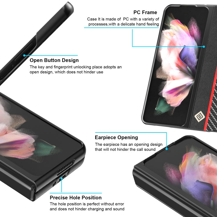 LC.IMEEKE Carbon Fiber Horizontal Flip Leather Phone Case, For Samsung Galaxy Z Fold4 5G