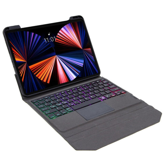 T01S Integrated Bluetooth Keyboard Leather Case with Backlight & Touchpad & Holder For iPad Pro 11 2021 / 2020 / 2018(Black)