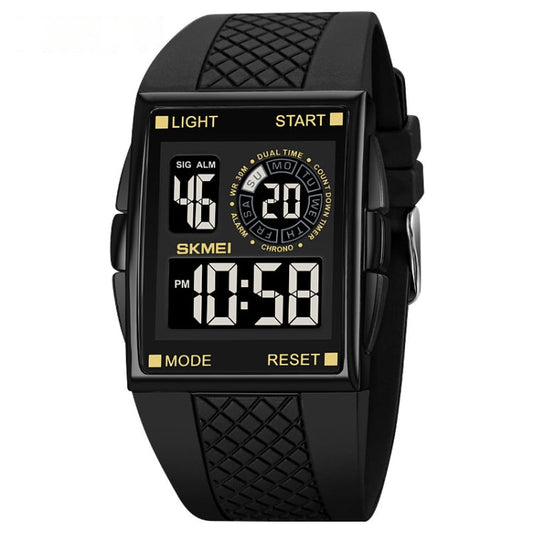 SKMEI 1967 Stainless Steel Buckle PU Strap Waterproof Electronic Watch