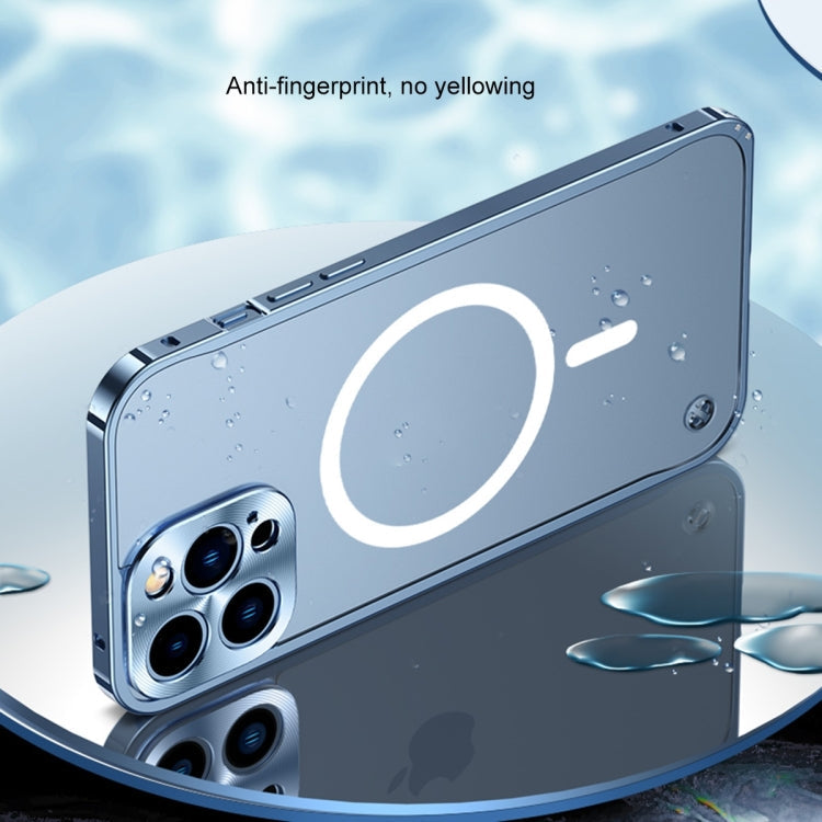 For iPhone 14 Pro Max Metal Frame Frosted PC Shockproof MagSafe Case (Black)