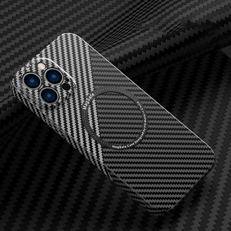 Carbon Fiber Texture MagSafe Magnetic Phone Case, For iPhone 14, For iPhone 14 Plus, For iPhone 14 Pro