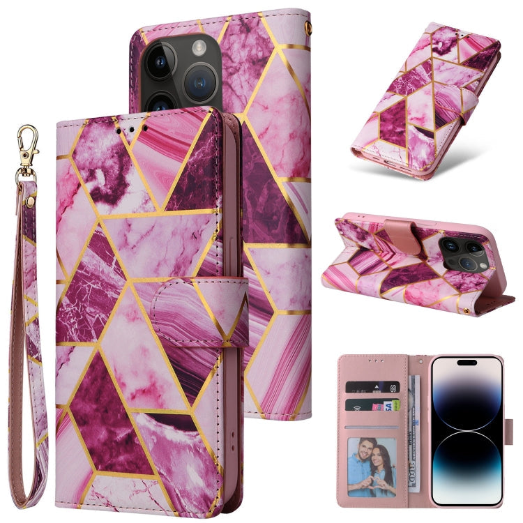 Marble Bronzing Stitching Horizontal Flip PU Leather Case, For iPhone 14, For iPhone 14 Plus, For iPhone 14 Pro, For iPhone 14 Pro Max