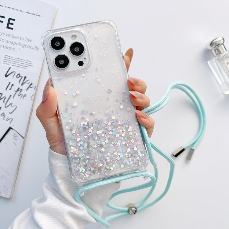 Lanyard Glitter Epoxy Clear Phone Case, For iPhone 14 Pro Max, For iPhone 13 mini, For iPhone 13