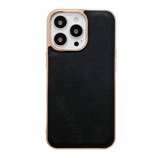 Genuine Leather Luolai Series Nano Electroplating Phone Case, For iPhone 13 Pro Max