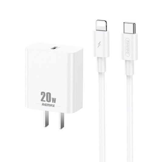 REMAX RP-U5 Extreme 2 Series 20W PD Charger + 1m USB-C / Type-C to 8 Pin Fast Charge Data Cable Set, CN Plug, EU Plug, US Plug