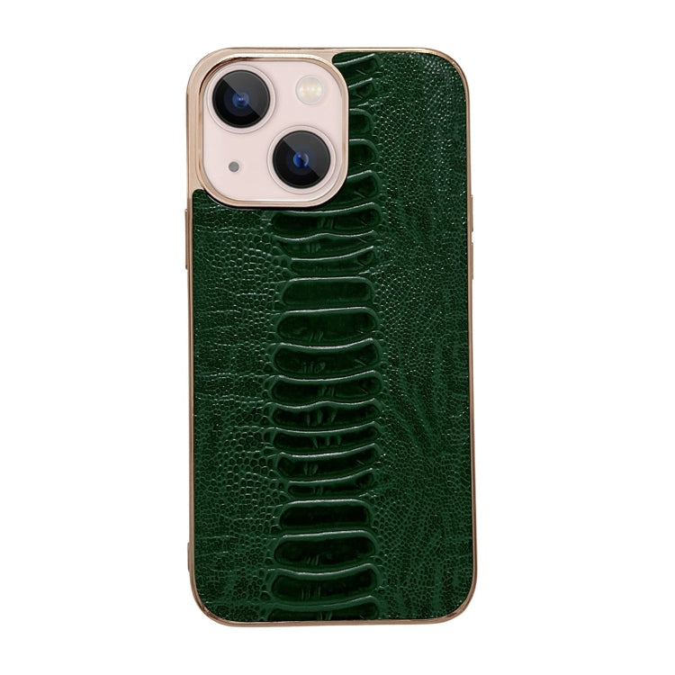 Genuine Leather Pinshang Series Nano Electroplating Phone Case, For iPhone 14, For iPhone 14 Plus, For iPhone 14 Pro, For iPhone 14 Pro Max, For iPhone 13, For iPhone 13 Pro