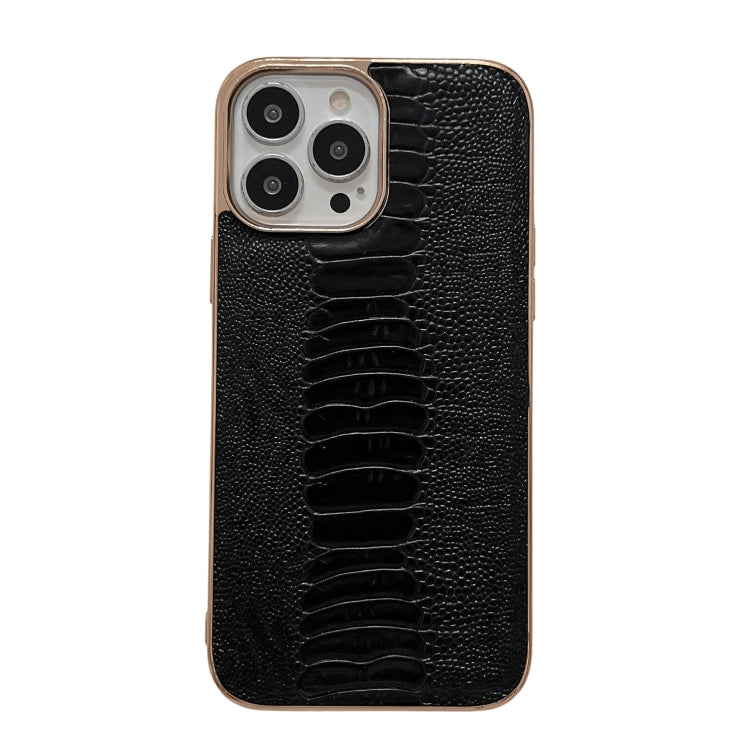 Genuine Leather Pinshang Series Nano Electroplating Phone Case, For iPhone 14, For iPhone 14 Plus, For iPhone 14 Pro, For iPhone 14 Pro Max, For iPhone 13, For iPhone 13 Pro