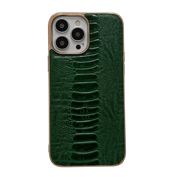 Genuine Leather Pinshang Series Nano Electroplating Phone Case, For iPhone 14, For iPhone 14 Plus, For iPhone 14 Pro, For iPhone 14 Pro Max, For iPhone 13, For iPhone 13 Pro