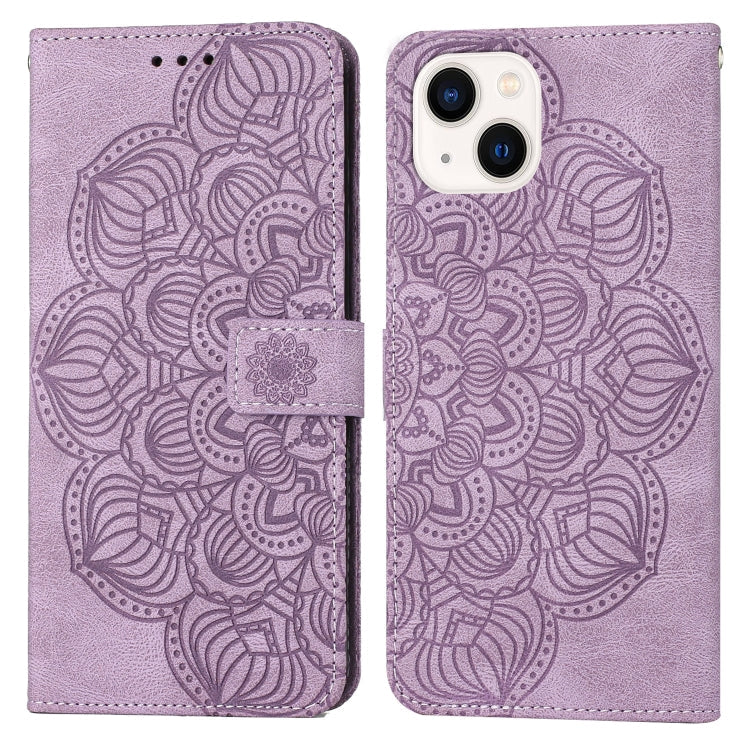 Mandala Embossed Flip Leather Phone Case, For iPhone 14, For iPhone 14 Plus, For iPhone 14 Pro, For iPhone 14 Pro Max