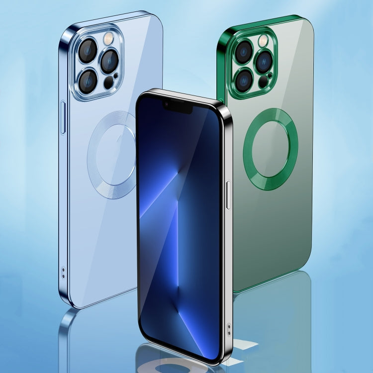 For iPhone 14 Plus 9D Plated Lens Film Clear Phone Case (Gold)