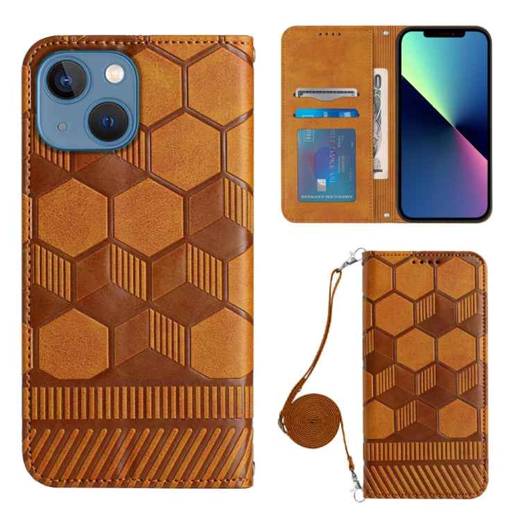 Crossbody Football Texture Magnetic PU Phone Case, For iPhone 13 Mini, For iPhone 13 Pro, For iPhone 13 Pro Max, For iPhone 14