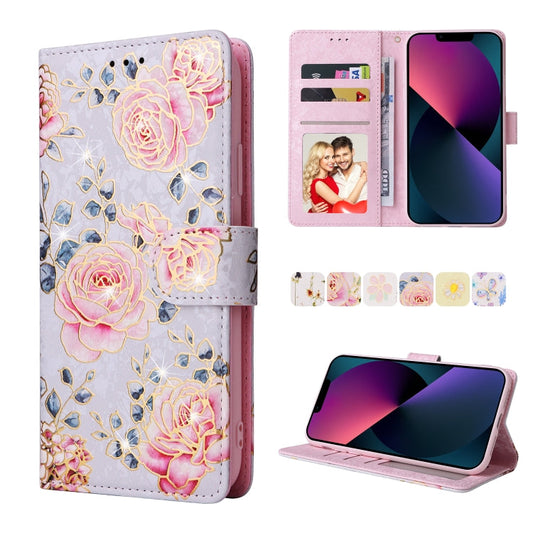 Bronzing Painting RFID Leather Case, For iPhone 13 mini, For iPhone 13, For iPhone 13 Pro, For iPhone 13 Pro Max