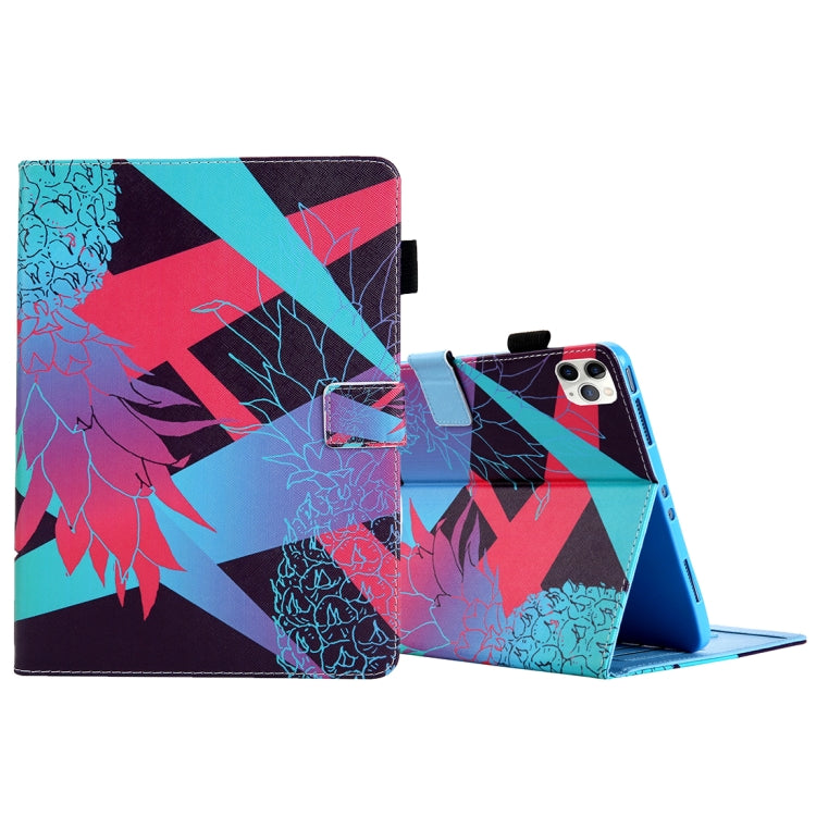 For iPad Pro 11 (2020) & (2018) Painted Pattern Tablet PC Protective Leather Case with Bracket & Card Slot & Photo Holder, Elephant Rabbit, Blue Pink Pineapple, Red Flower Pink Butterfly, Rose Flower, Red Flower Blue Butterfly, Pear Flower             ...