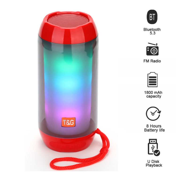 T&G TG643 Portable LED Light Waterproof Subwoofer Wireless Bluetooth Speaker(Black)