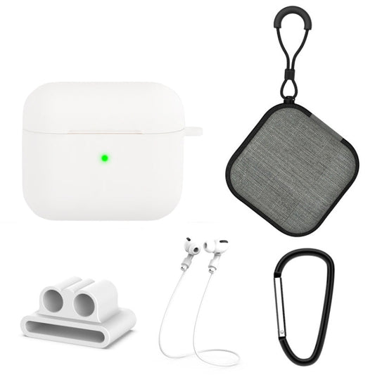 5 in 1 Silicone Earphone Protective Case + Earphone Bag + Earphones Buckle + Hook + Anti-lost Rope Set, For AirPods 3