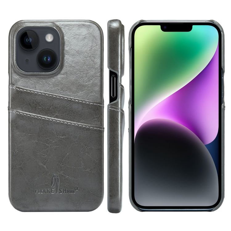 Fierre Shann Retro Oil Wax Texture PU Leather Case with Card Slots, For iPhone 14, For iPhone 14 Plus, For iPhone 14 Pro, For iPhone 14 Pro Max