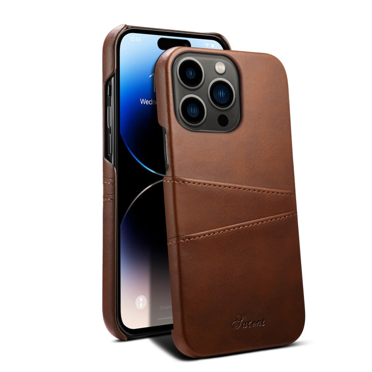 Suteni Calf Texture Card Slots Phone Case, For iPhone 14 Pro Max