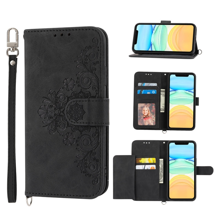 Skin-feel Flowers Embossed Wallet Leather Phone Case, For iPhone 13 Pro Max, For iPhone 13 Pro, For iPhone 13, For iPhone 13 mini
