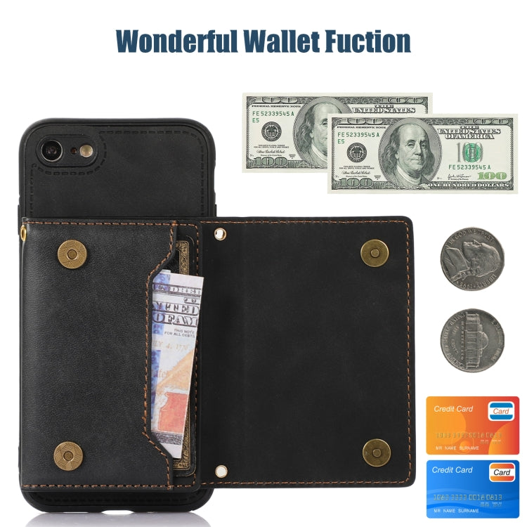 Three-fold RFID Leather Phone Case with Lanyard, For iPhone 6/6s, For iPhone 6 Plus, For iPhone 7/8/SE 2020/SE 2022, For iPhone 7 Plus/8 Plus