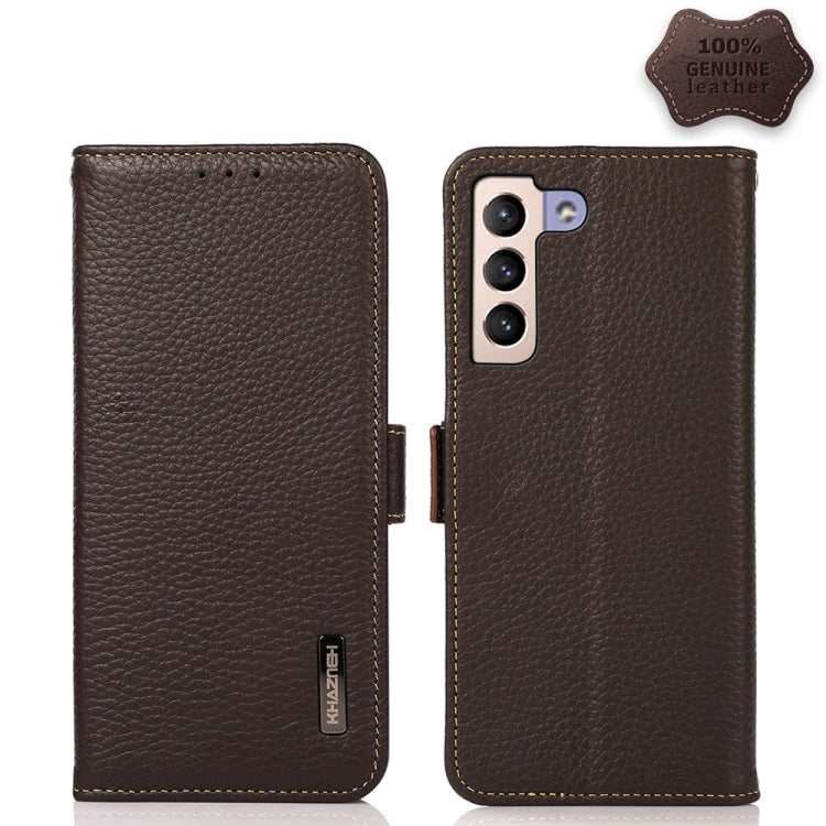 KHAZNEH Side-Magnetic Litchi Genuine Leather RFID Phone Case, For Nokia G60 5G, For Samsung Galaxy S23+ 5G, For Samsung Galaxy S23 5G, For Samsung Galaxy S23 Ultra 5G