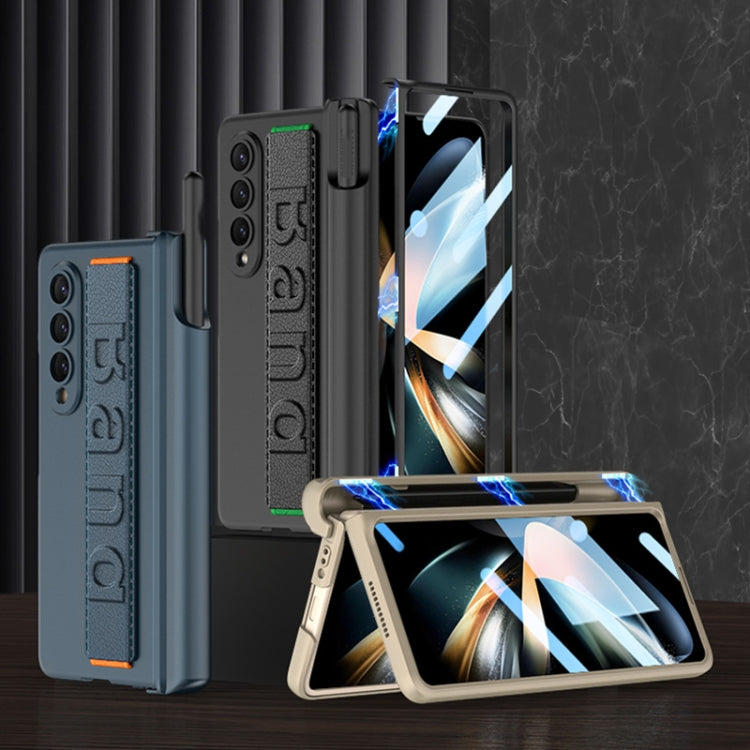 GKK Integrated Magnetic Folding Hinge Phone Case with Wrist Strap & Pen Holder, For Samsung Galaxy Z Fold4
