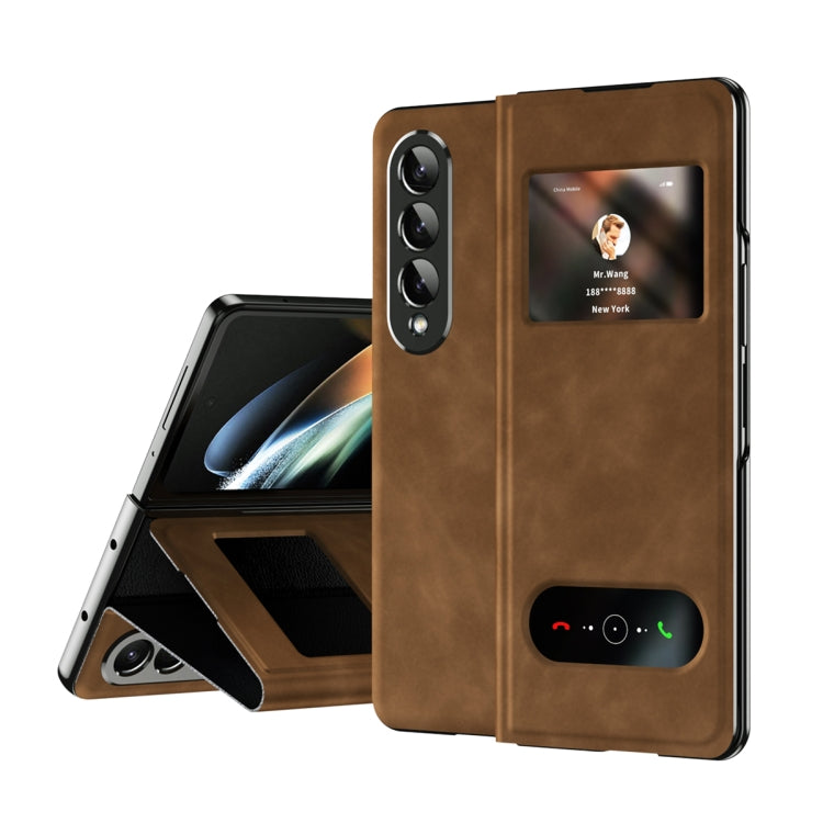 Mature Window View Flip Leather Phone Case, For Samsung Galaxy Z Fold4, For Samsung Galaxy Z Fold3 5G