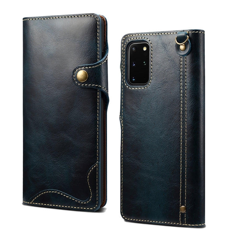 Denior Oil Wax Cowhide Magnetic Button Genuine Leather Case, For Samsung Galaxy S20+, For Samsung Galaxy S20 Ultra, For Samsung Galaxy Note20, For Samsung Galaxy Note20 Ultra, For Samsung Galaxy S21 5G, For Samsung Galaxy S21+ 5G