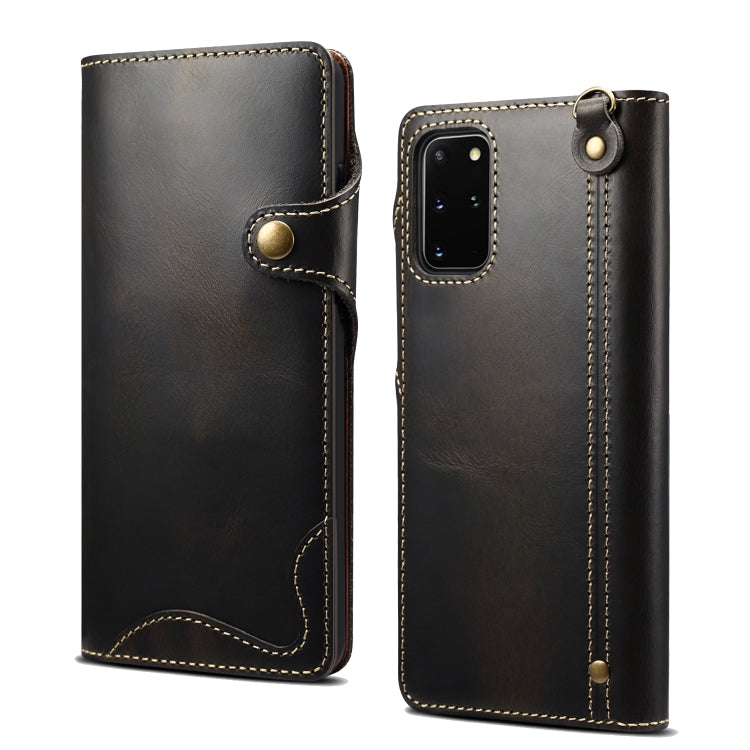 Denior Oil Wax Cowhide Magnetic Button Genuine Leather Case, For Samsung Galaxy S20+, For Samsung Galaxy S20 Ultra, For Samsung Galaxy Note20, For Samsung Galaxy Note20 Ultra, For Samsung Galaxy S21 5G, For Samsung Galaxy S21+ 5G