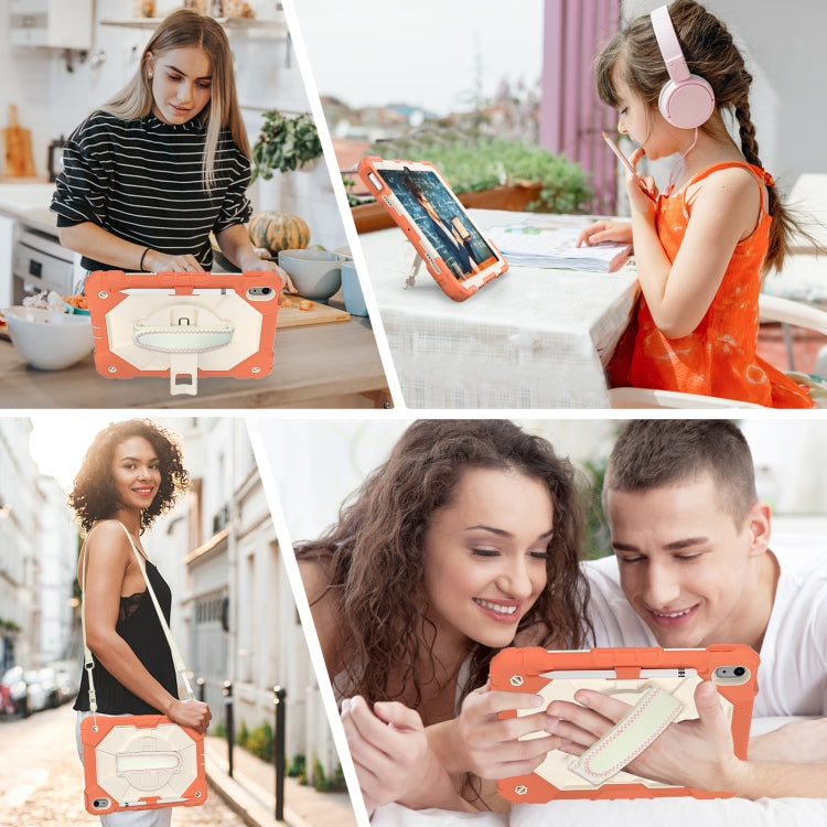 Contrast Color Robot Shockproof Silicon + PC Tablet Protective Case with Crossbody Rope, For iPad 10th Gen 10.9 2022