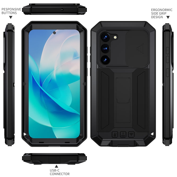 For Samsung Galaxy S23 5G R-JUST Sliding Camera Design Life Waterproof Dustproof Shockproof Phone Case(Black)