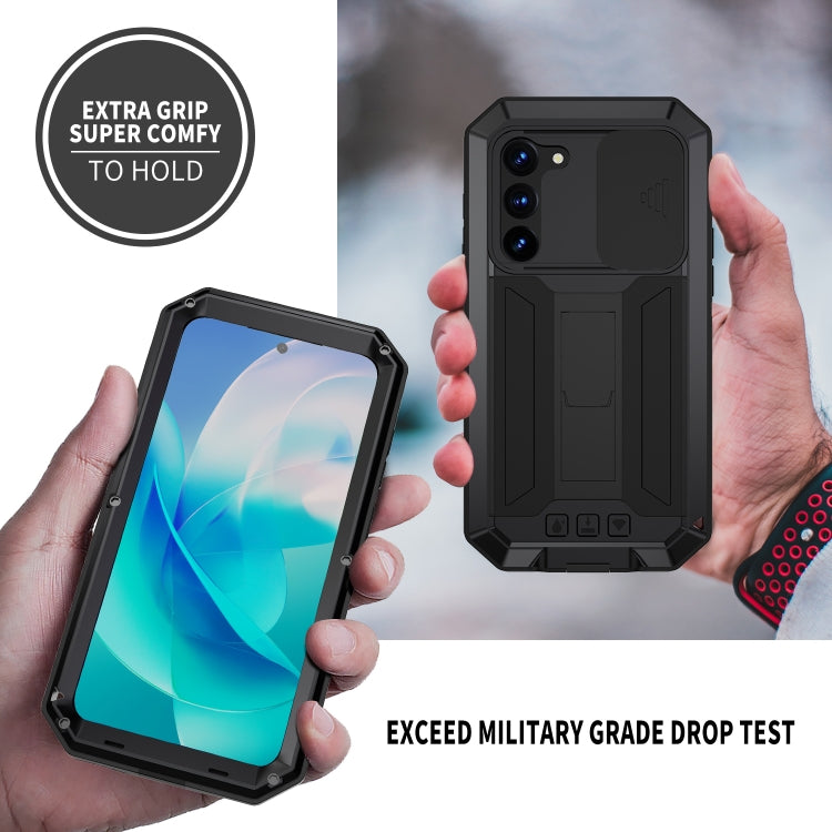 For Samsung Galaxy S23 5G R-JUST Sliding Camera Design Life Waterproof Dustproof Shockproof Phone Case(Black)