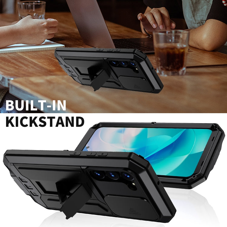 For Samsung Galaxy S23 5G R-JUST Sliding Camera Design Life Waterproof Dustproof Shockproof Phone Case(Black)