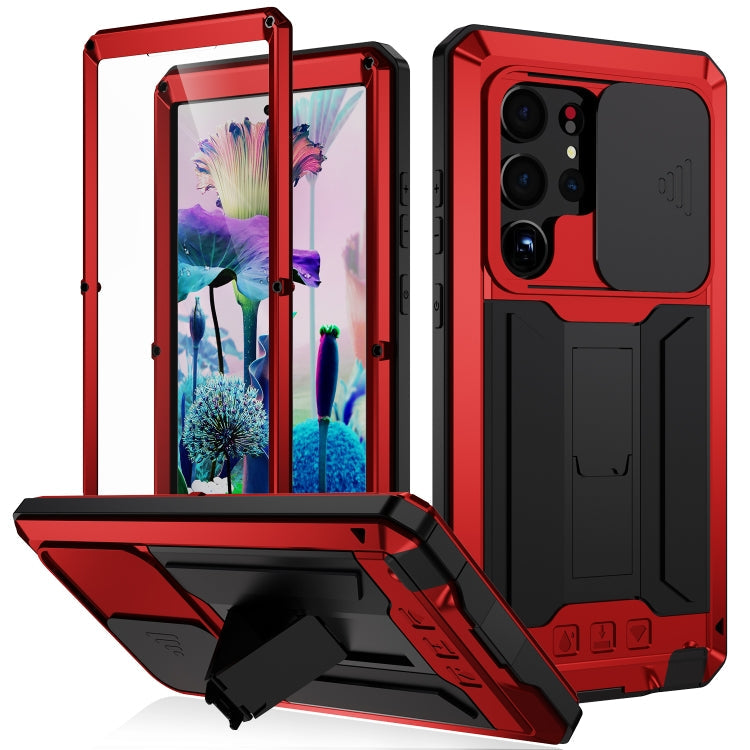 For Samsung Galaxy S23 Ultra 5G R-JUST Sliding Camera Design Life Waterproof Dustproof Shockproof Phone Case(Red)