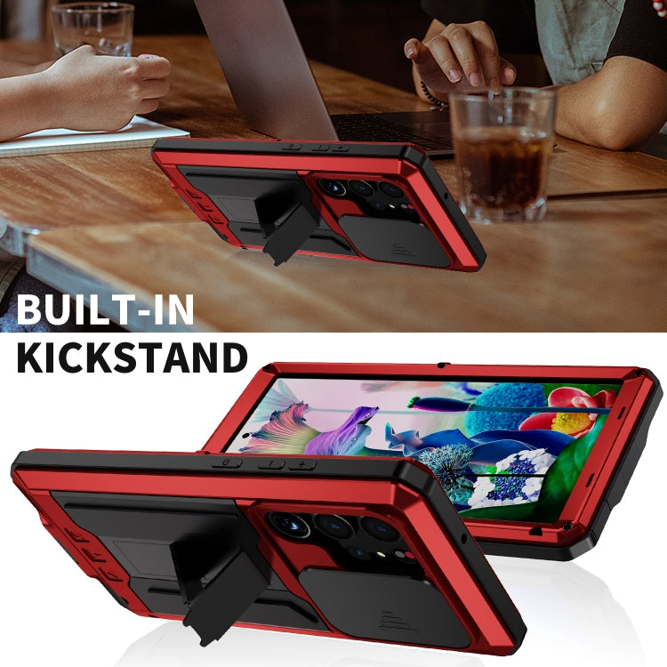 For Samsung Galaxy S23 Ultra 5G R-JUST Sliding Camera Design Life Waterproof Dustproof Shockproof Phone Case(Red)