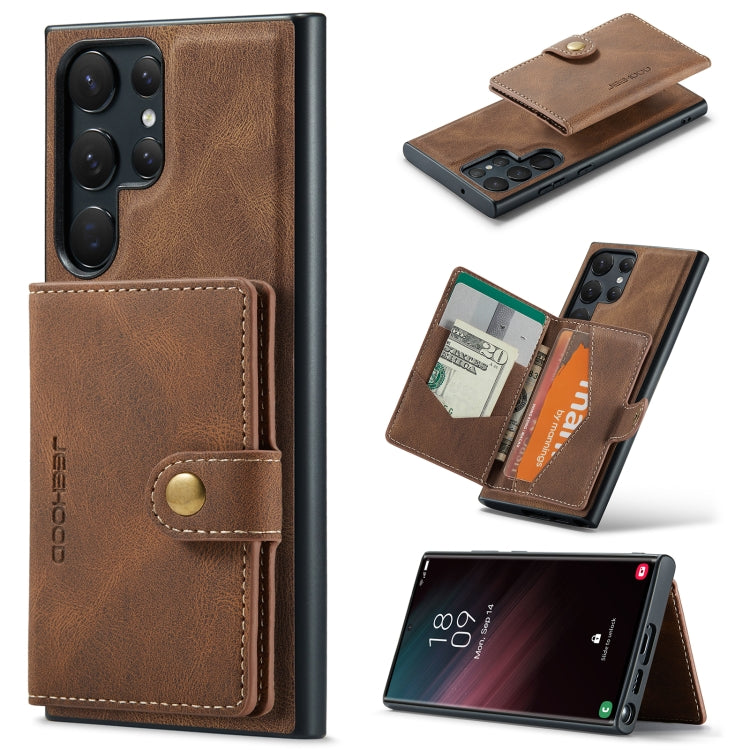 JEEHOOD Retro Magnetic Detachable Wallet Phone Case, For Samsung Galaxy S23 5G, For Samsung Galaxy S23+ 5G, For Samsung Galaxy S23 Ultra 5G