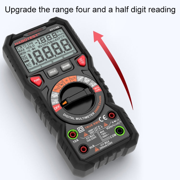 HABOTEST HT118E Handheld High-precision Full Gear Fire Prevention Digital Multimeter, HT118E