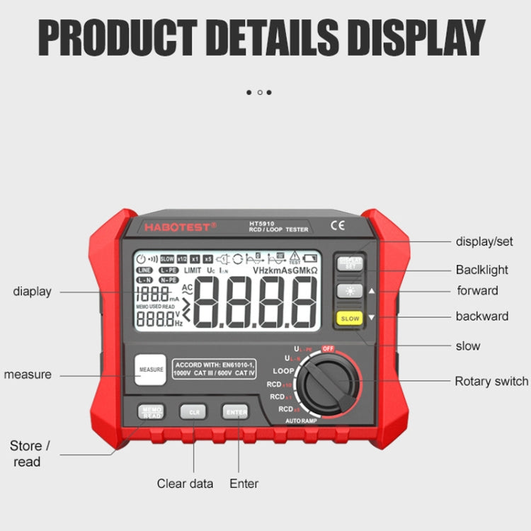 HABOTEST HT5910 Leakage Switch & Loop Resistance Tester, HT5910