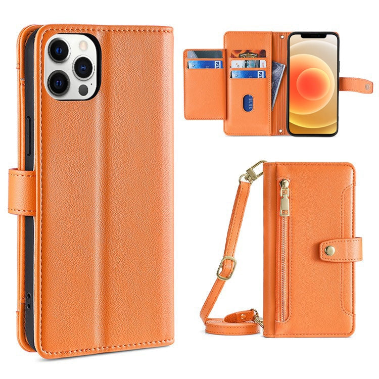 Sheep Texture Cross-body Zipper Wallet Leather Phone Case, For iPhone 12 mini, For iPhone 12 / 12 Pro, For iPhone 12 Pro Max