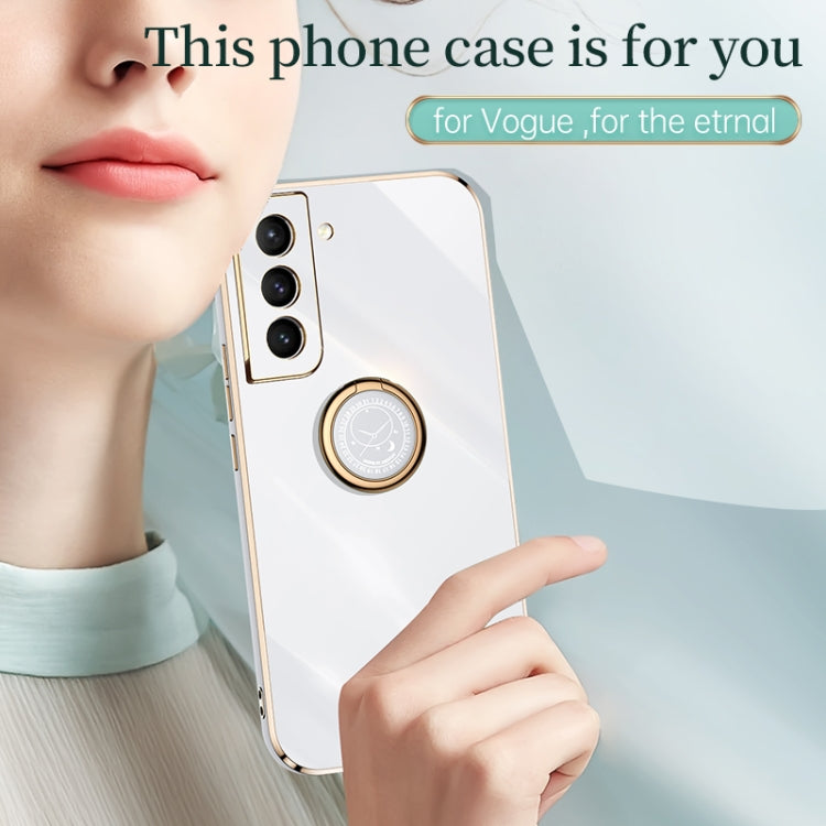 XINLI Straight Edge 6D Electroplate TPU Phone Case with Ring Holder, For Samsung Galaxy S21 5G, For Samsung Galaxy S21+ 5G, For Samsung Galaxy S21 Ultra 5G