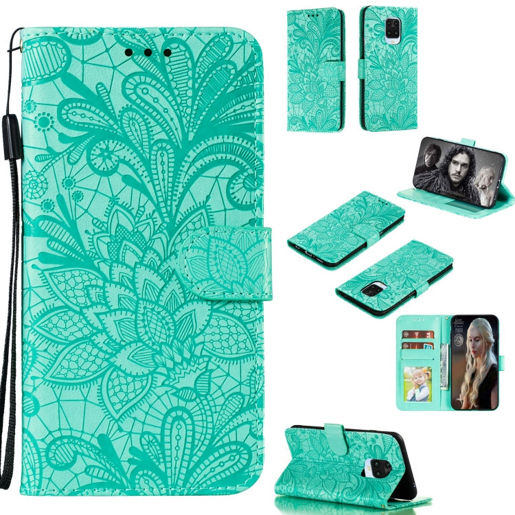 Lace Flower Embossing Pattern Horizontal Flip Leather Case , with Holder & Card Slots & Wallet & Photo Frame & Lanyard, For Huawei Enjoy 10e, For Xiaomi Redmi K30 Pro, For Xiaomi Redmi Note 9 Pro, For Xiaomi Redmi Note 9 Pro Max
