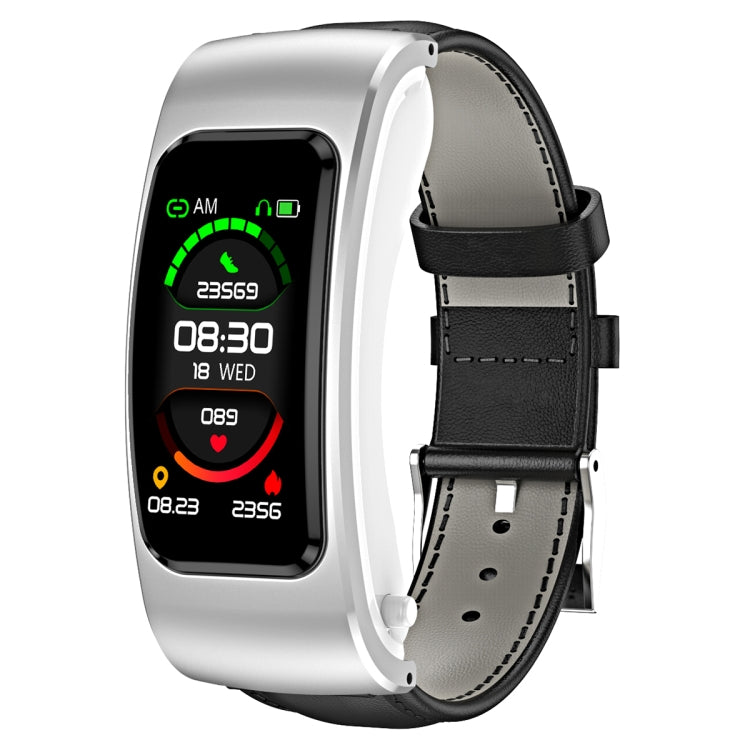 K60 1.08 inch Leather Band Earphone Detachable Life Waterproof Smart Watch Support Bluetooth Call, Leather Band (Black Silver), Leather Band (Black), Leather Band (Brown Silver)